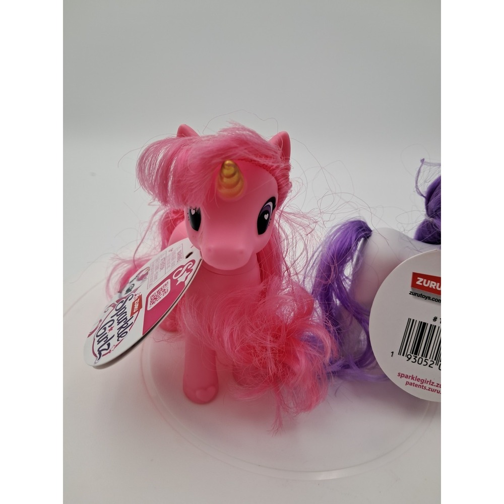 Set Of Sparkle Gurlz. One Purple Unicorn And One Pink Unicorn 4 Inches Tall - Picture 3 of 10